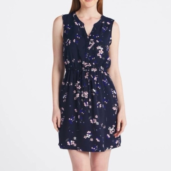 Stitch Fix 41 Hawthorn Navy Blue Floral Tie Waist Dress - Picture 1 of 8